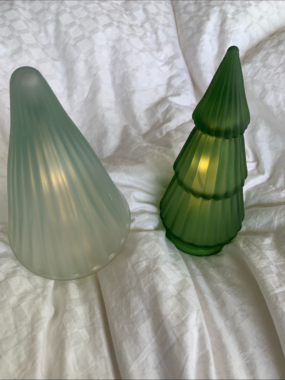 Frosted Glass Cone and Green Glass Tree dozen